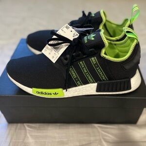 adidas Black and Neon Green Athletic Shoes